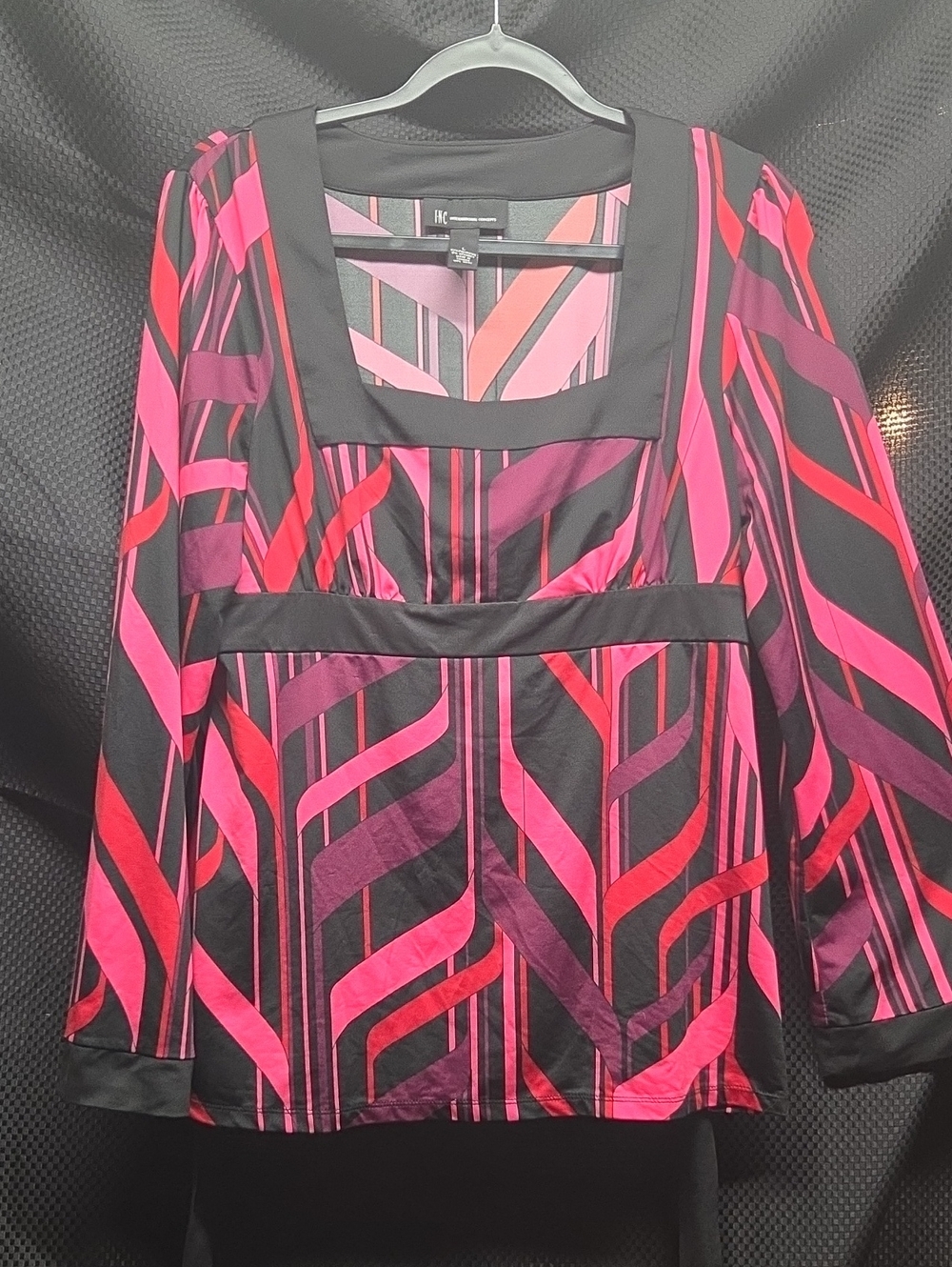 INC International Concepts Pink and Black Geometric Midi Skirt